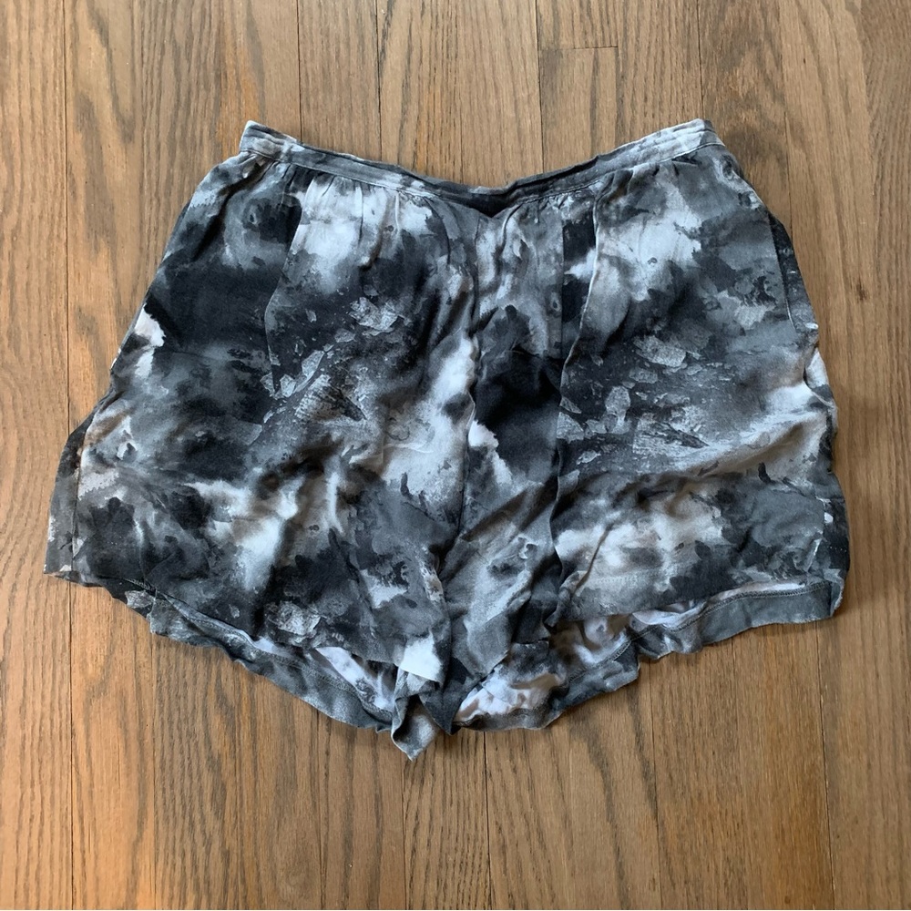 Something Else by Natalie Wood grey marble tie dye elastic waist shorts
